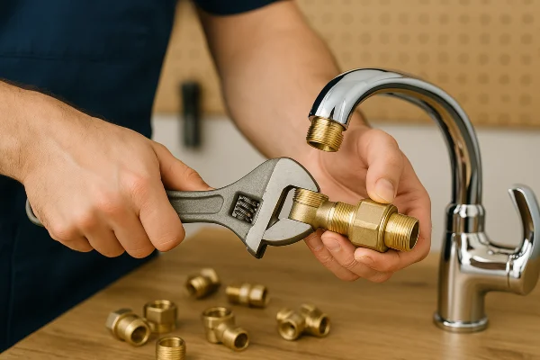 a male plumber installing a toilet from quality plumbing leander in Leander, TX  Plumber near me
